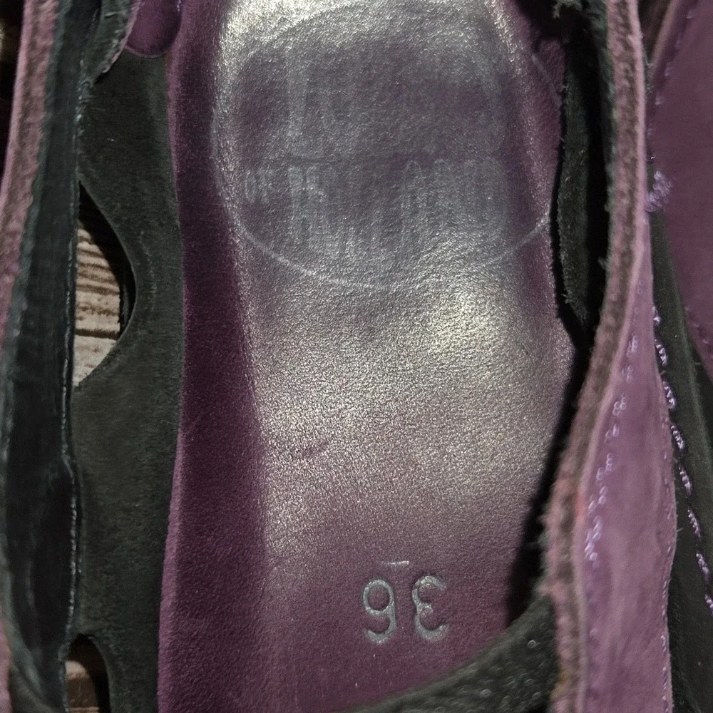 Sz 36 / 6 Loints of Holland Purple Black Cutout Nubuck/ Elastic Flats Shoes
